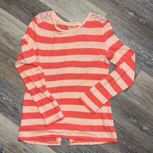 two tone pink striped Red Camel long sleeve top size small